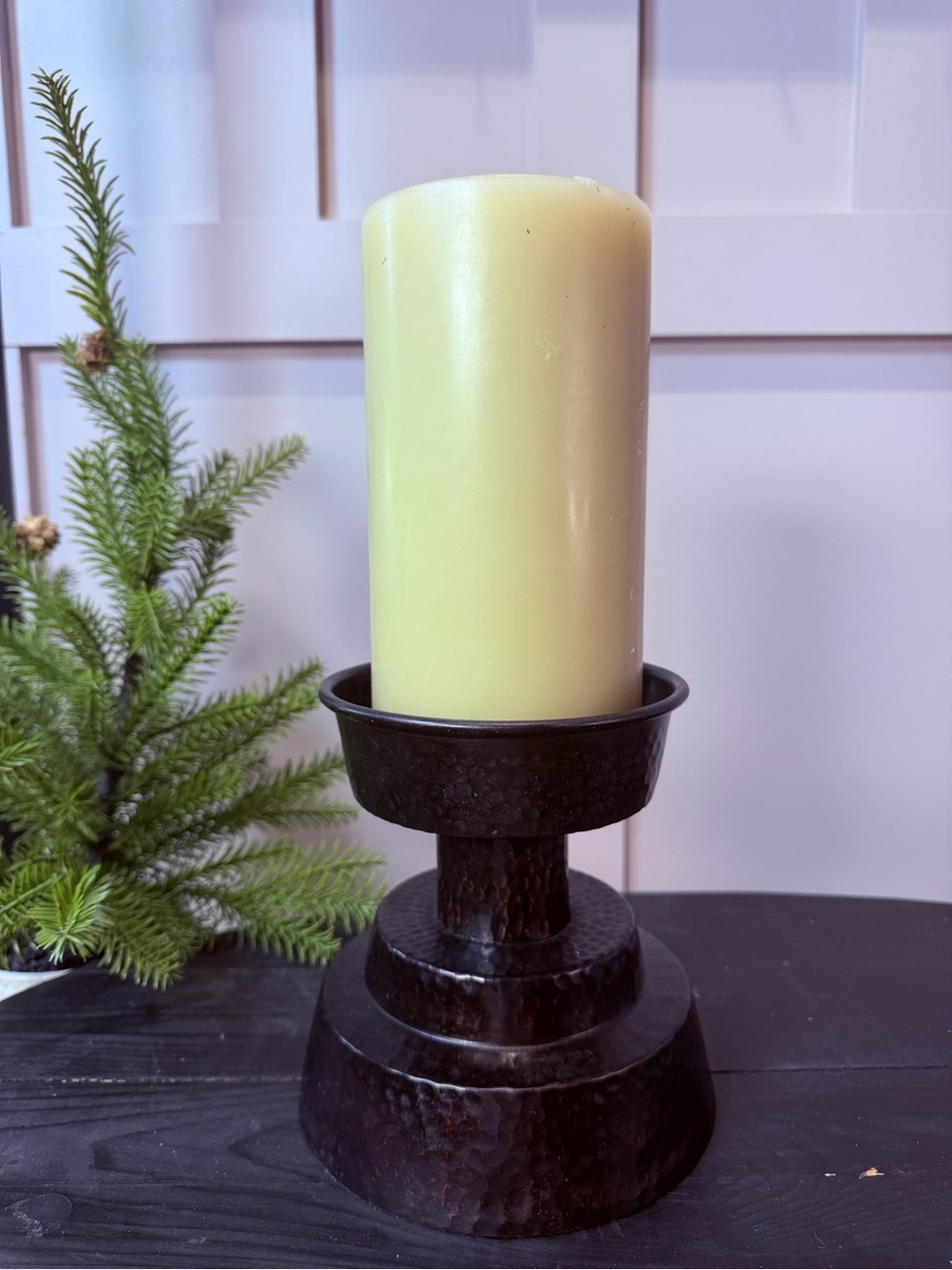 Pottery Barn Black Pillar Candle Holder Vintage Metal Candle Holder